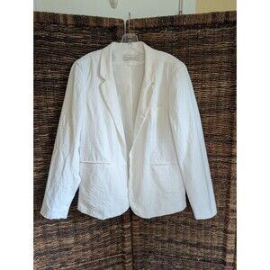 Rachel Zoe Linen Jemma Jacket Women's XL Open Front Lined Work Blazer White Chic